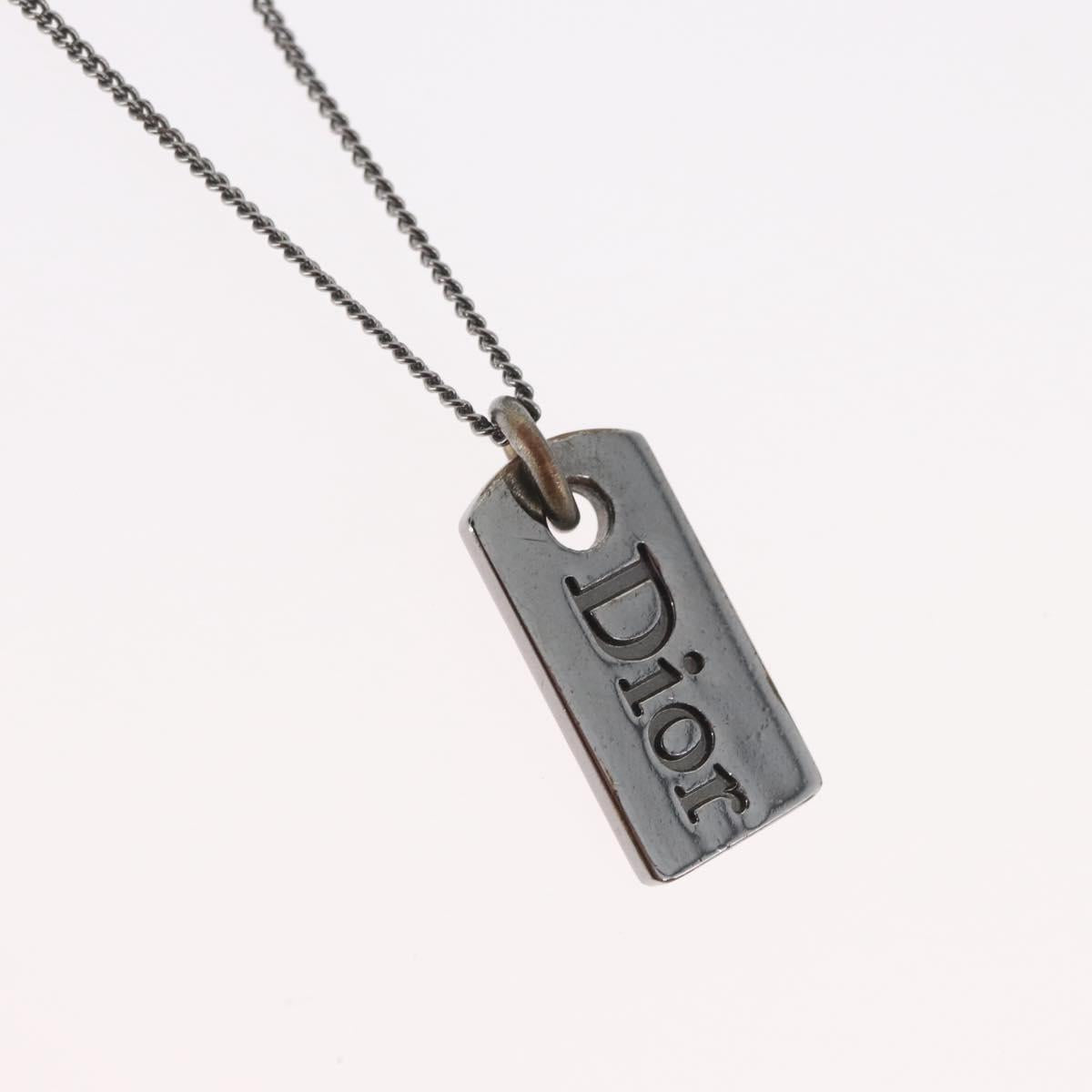 Christian Dior Necklace metal Silver Auth BA11485