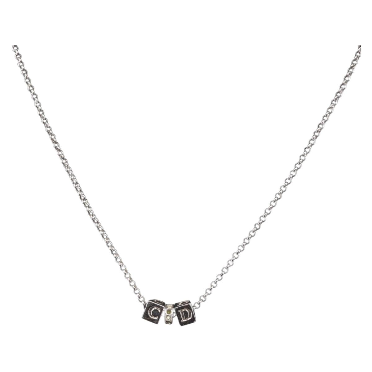Christian Dior Necklace metal Silver Auth BA11492
