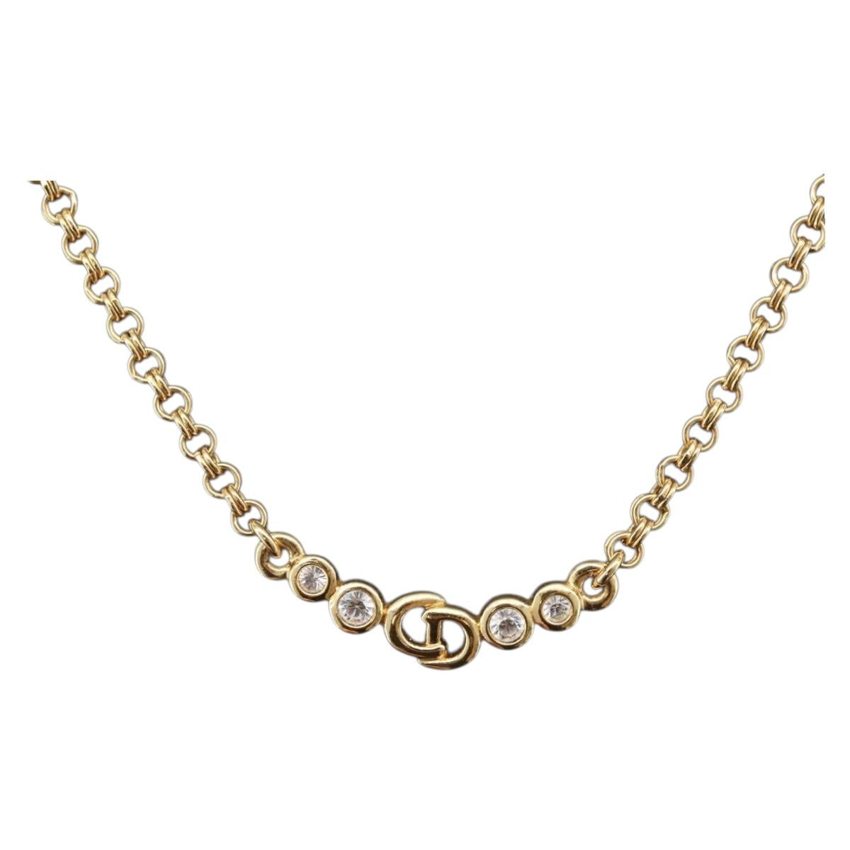 Christian Dior Necklace metal Gold Tone Auth BA11497