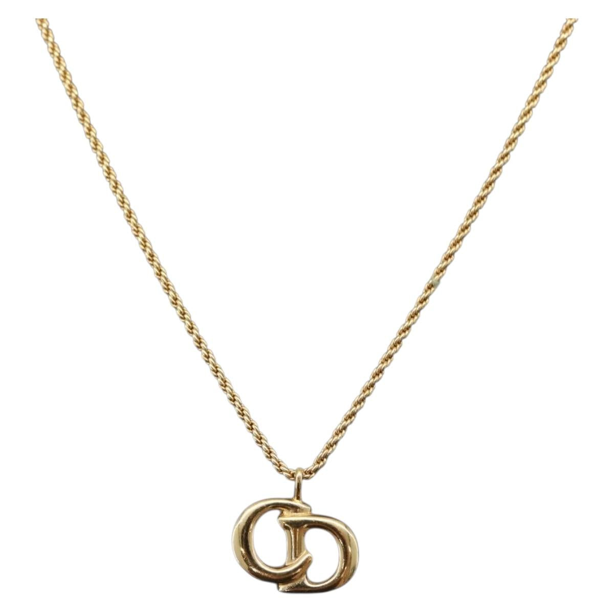 Christian Dior Necklace metal Gold Tone Auth BA11499
