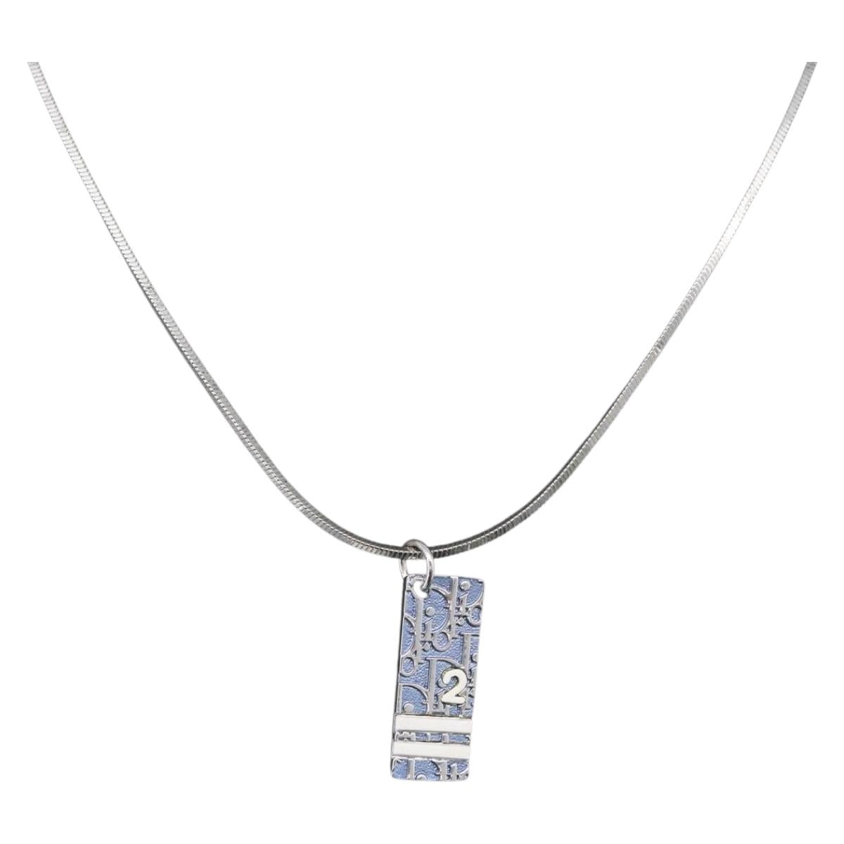 Christian Dior Necklace metal Silver Auth BA11501A