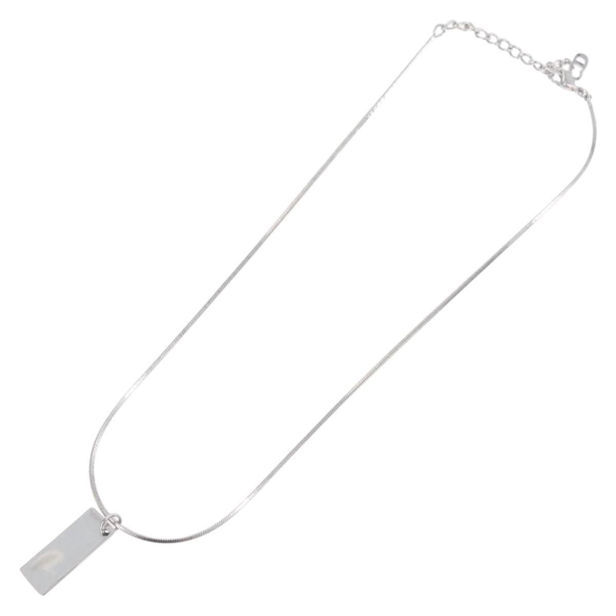 Christian Dior Necklace metal Silver Auth BA11501A