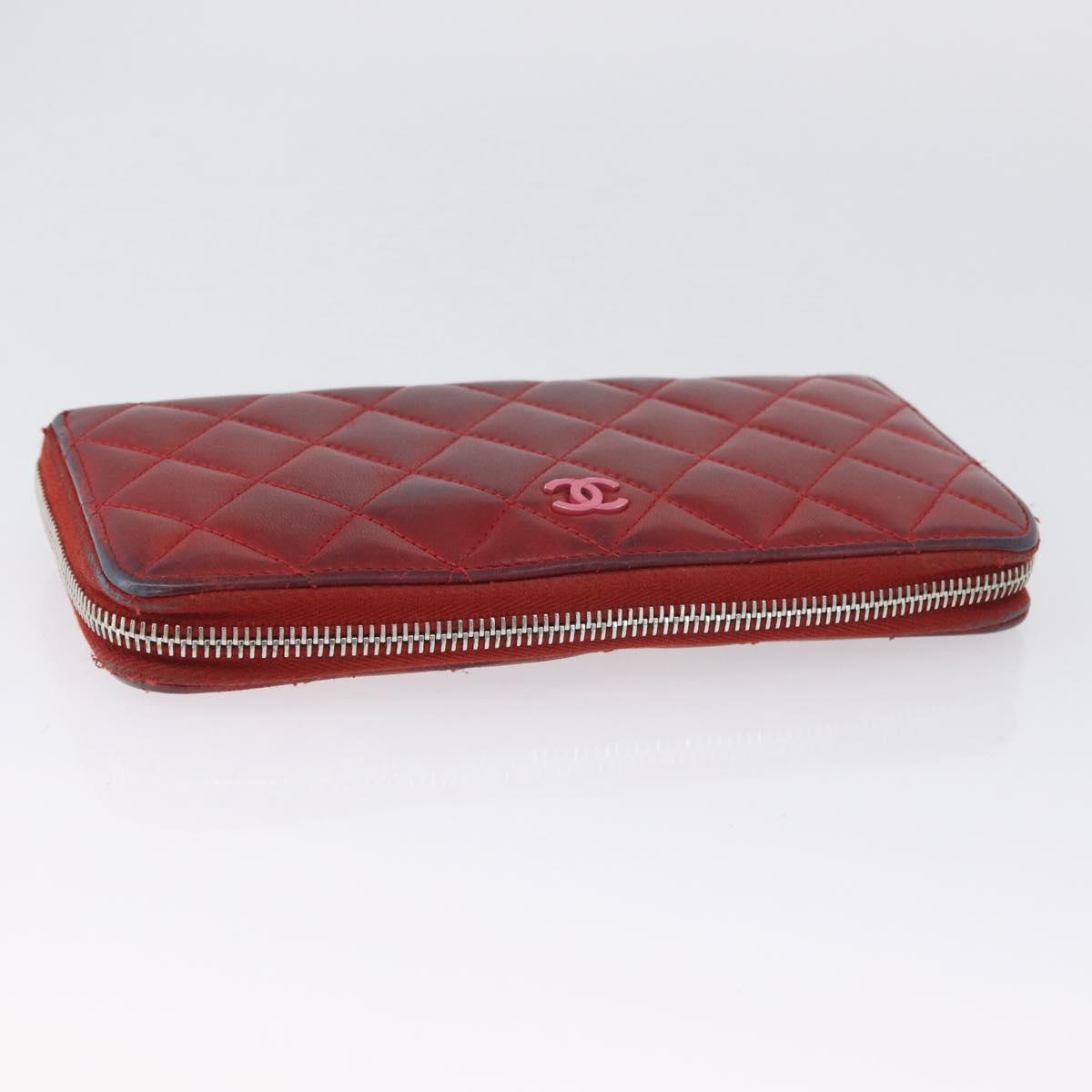 CHANEL Wallet Leather 6 Set Blue Black Red CC Auth BA11504