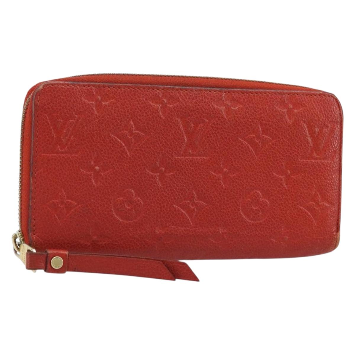 LOUIS VUITTON Monogram Empreinte Zippy Long Wallet Red M60737 LV Auth BA11507