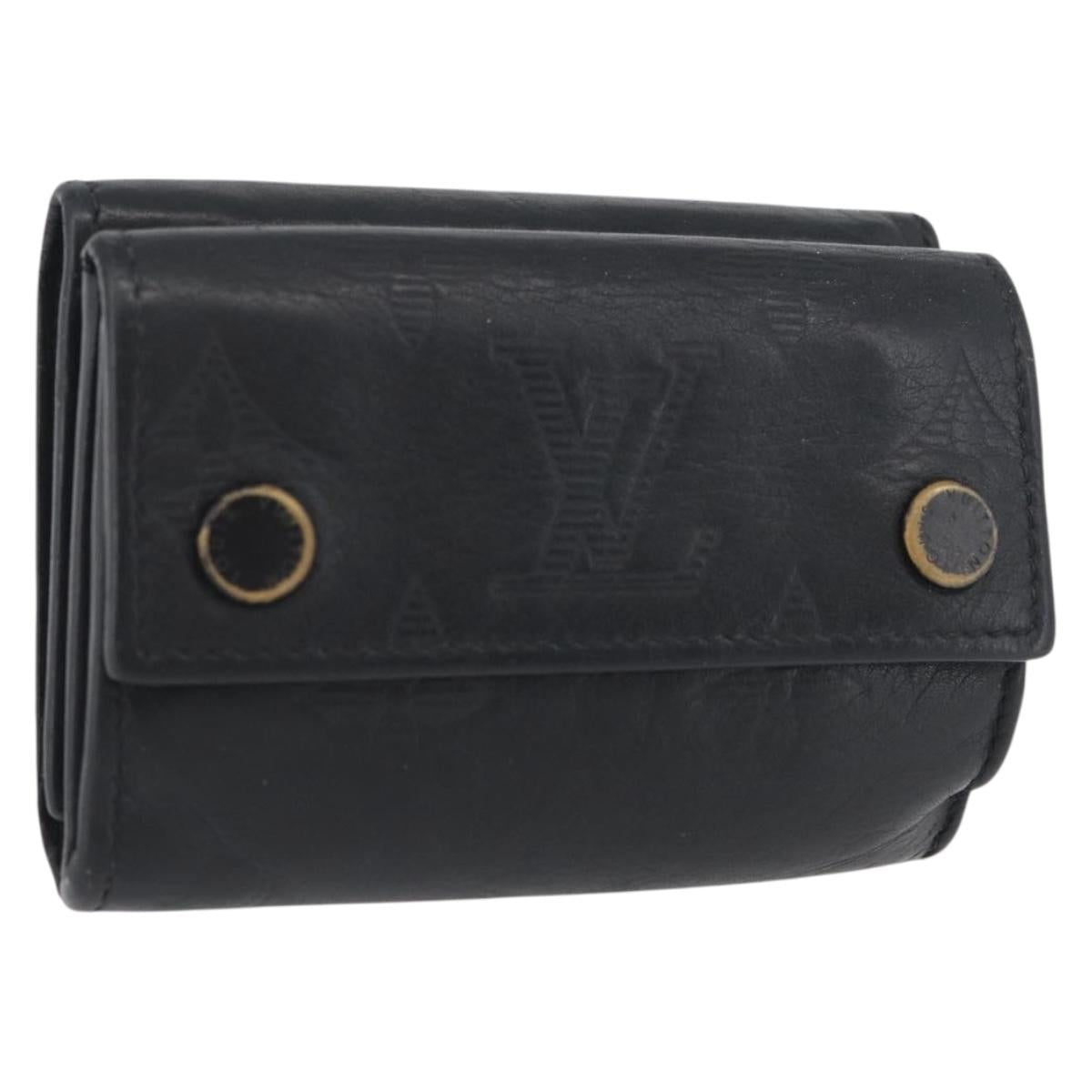 LOUIS VUITTON Monogram Shadow Discovery Compact Wallet Black M67631 Auth BA11519