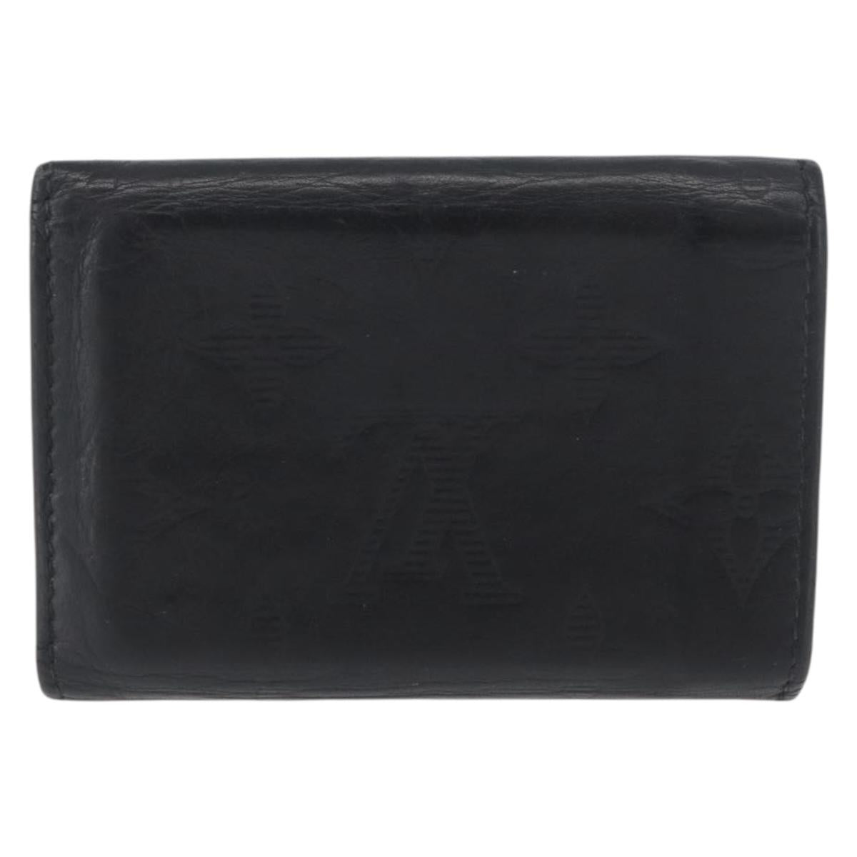 LOUIS VUITTON Monogram Shadow Discovery Compact Wallet Black M67631 Auth BA11519