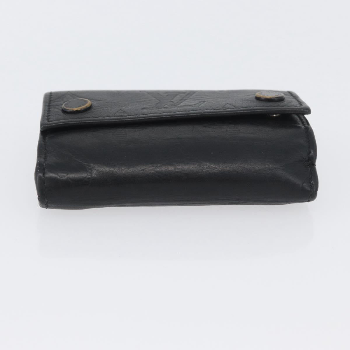LOUIS VUITTON Monogram Shadow Discovery Compact Wallet Black M67631 Auth BA11519