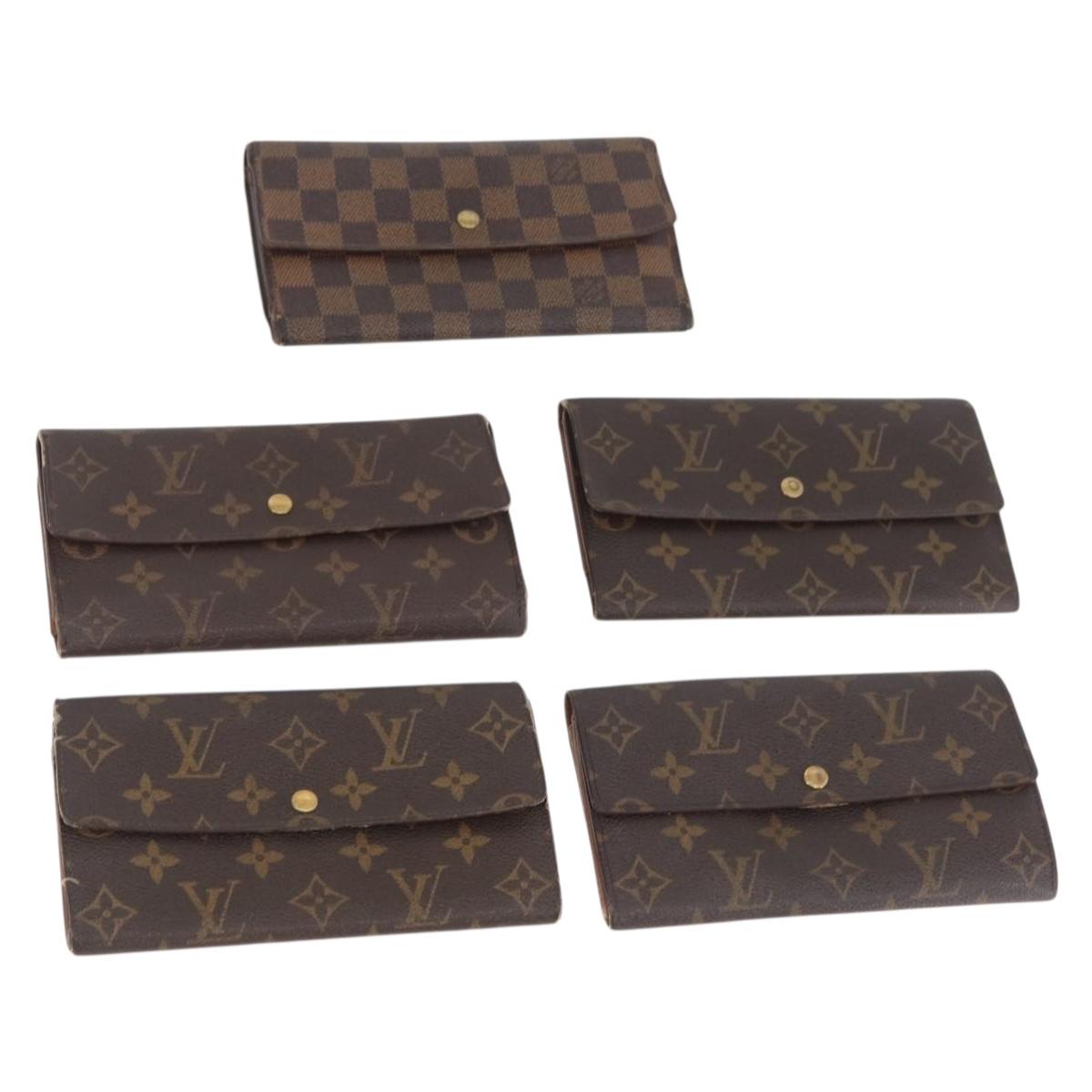 LOUIS VUITTON Monogram Damier Ebene Long Wallet 5 Set LV Auth BA11527