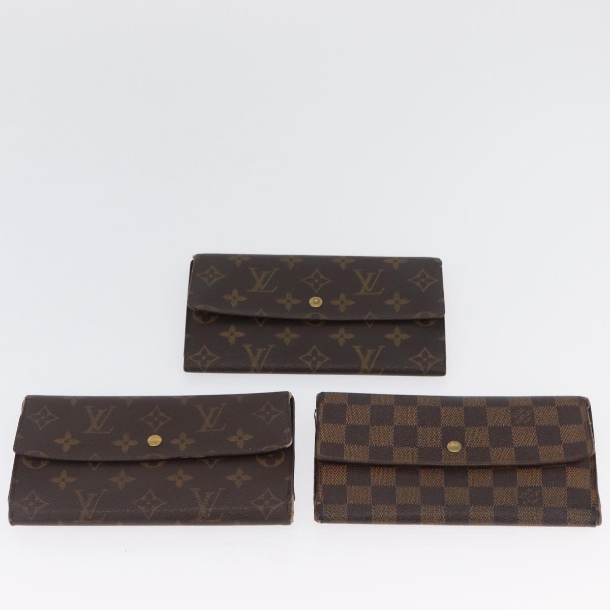 LOUIS VUITTON Monogram Damier Ebene Long Wallet 5 Set LV Auth BA11527