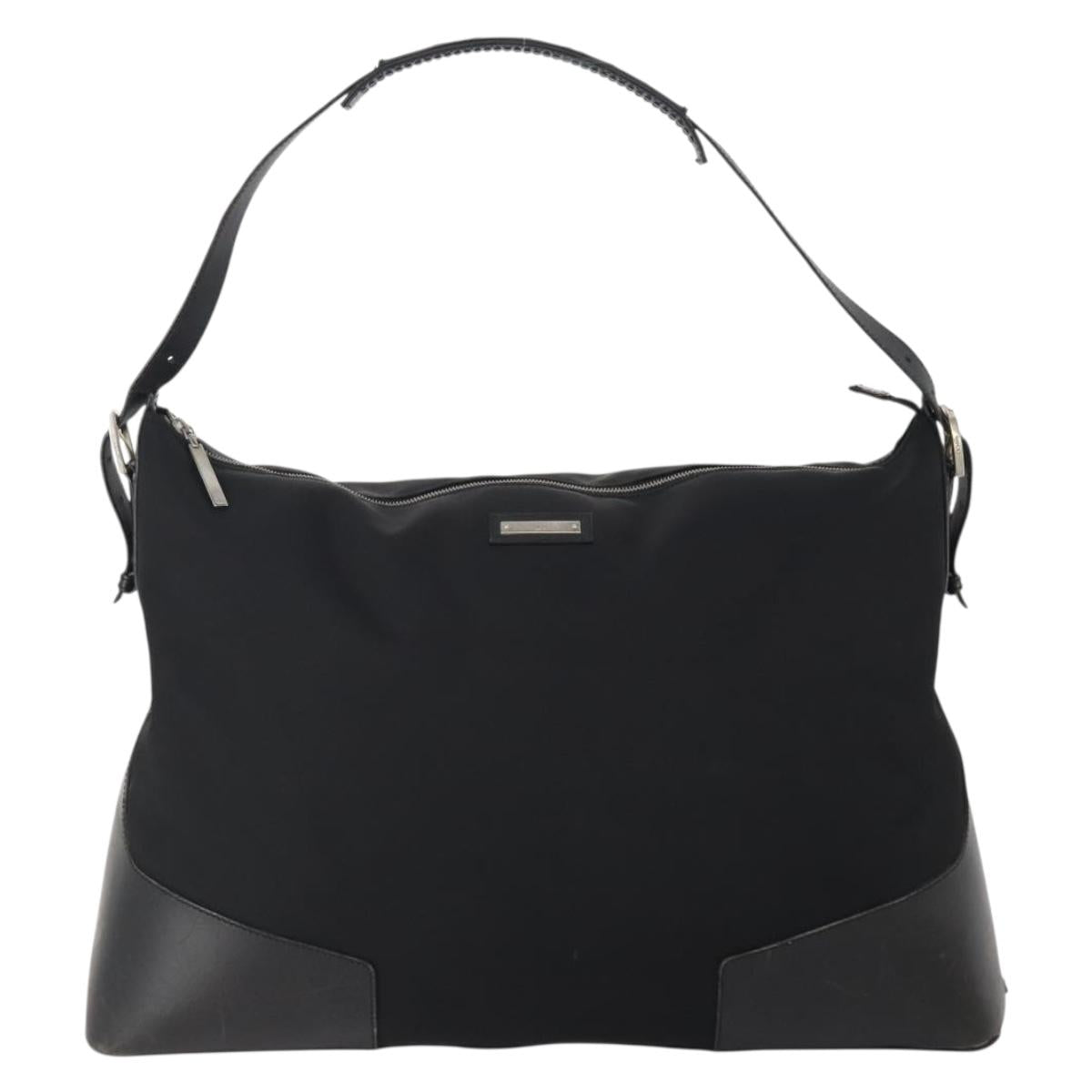GUCCI Shoulder Bag Canvas Black Silver Auth BA11545
