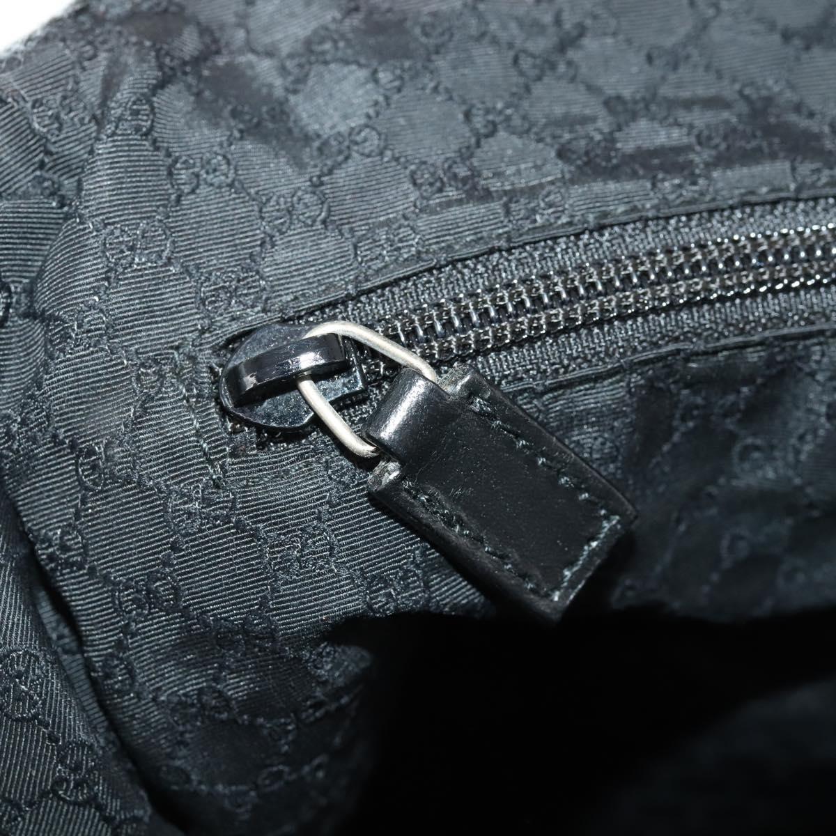 GUCCI Shoulder Bag Canvas Black Silver Auth BA11545