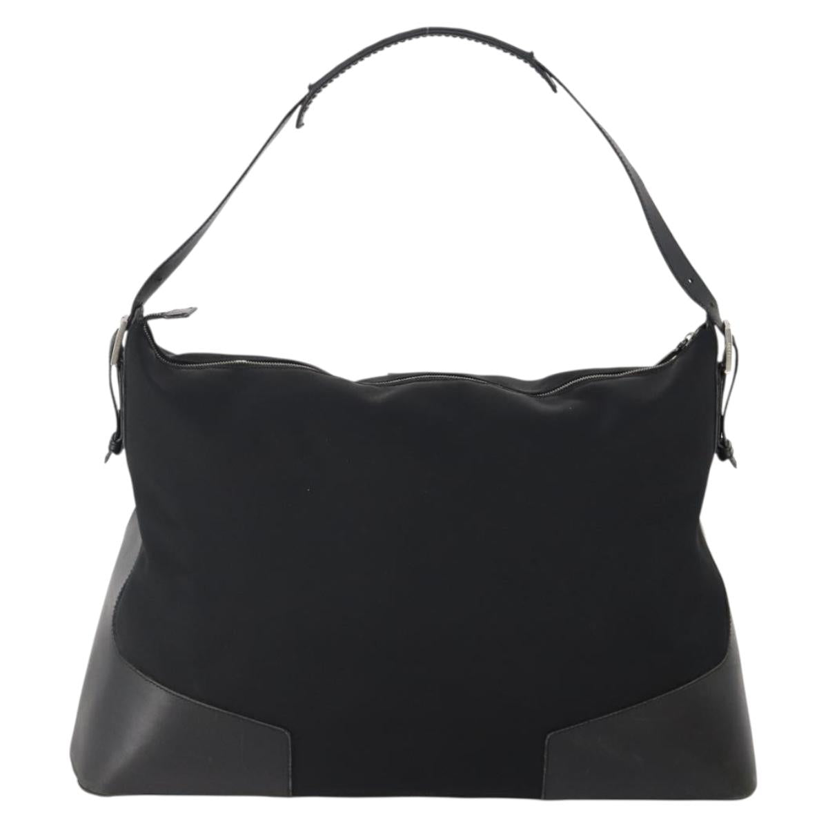 GUCCI Shoulder Bag Canvas Black Silver Auth BA11545
