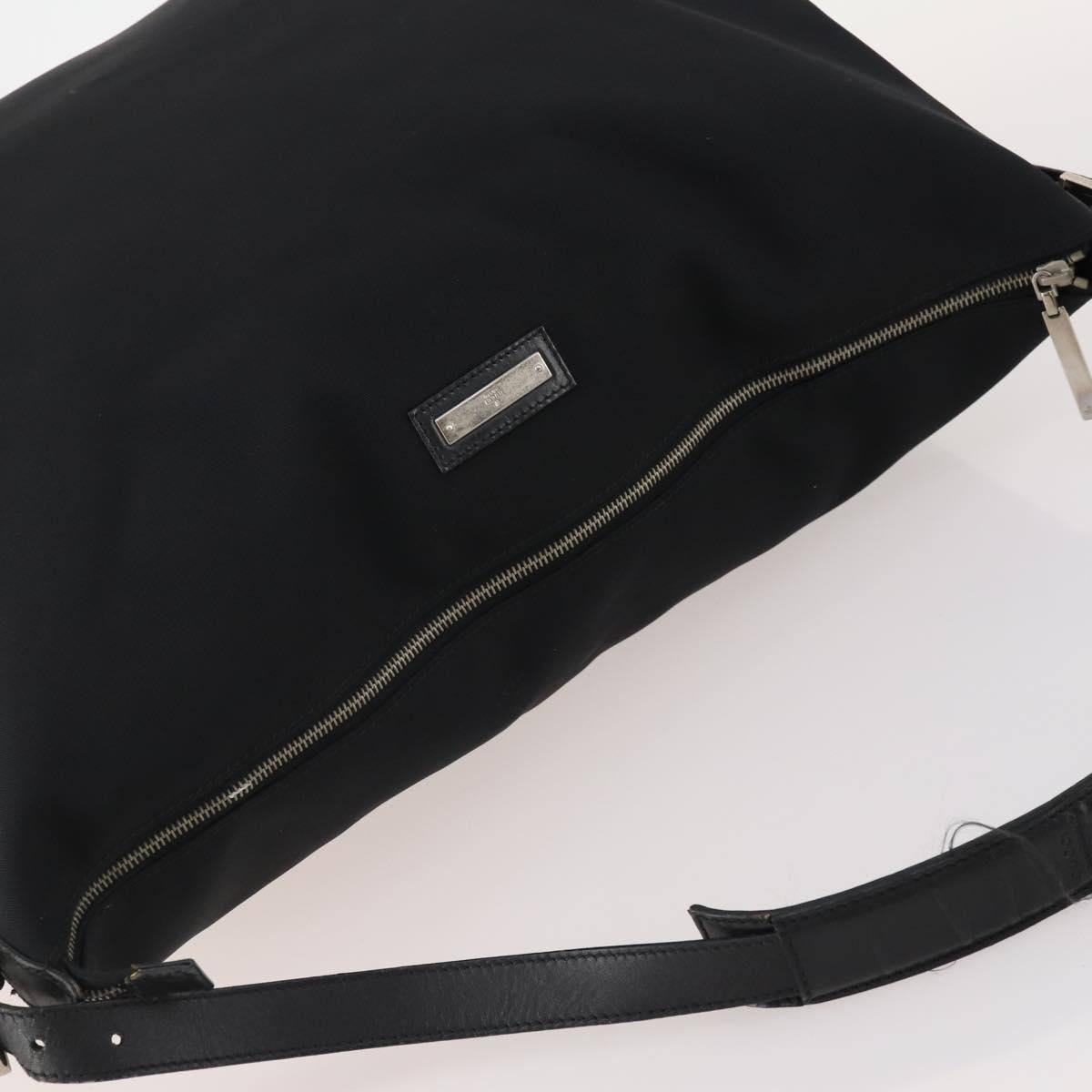 GUCCI Shoulder Bag Canvas Black Silver Auth BA11545
