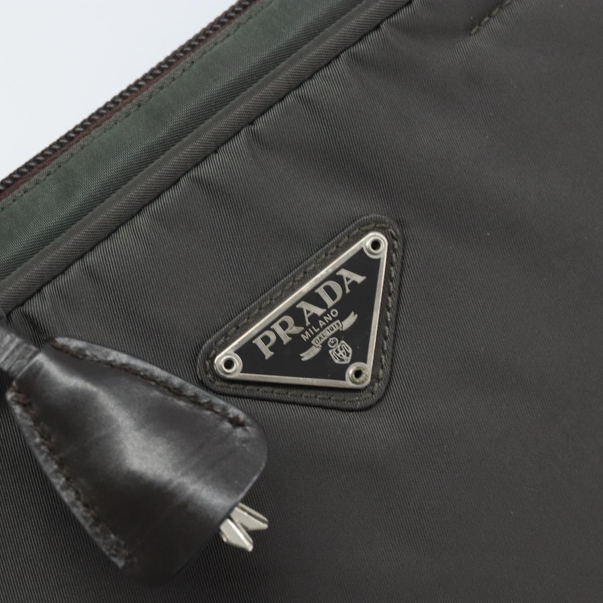 PRADA Hand Bag Nylon Gray Silver Auth BA11546