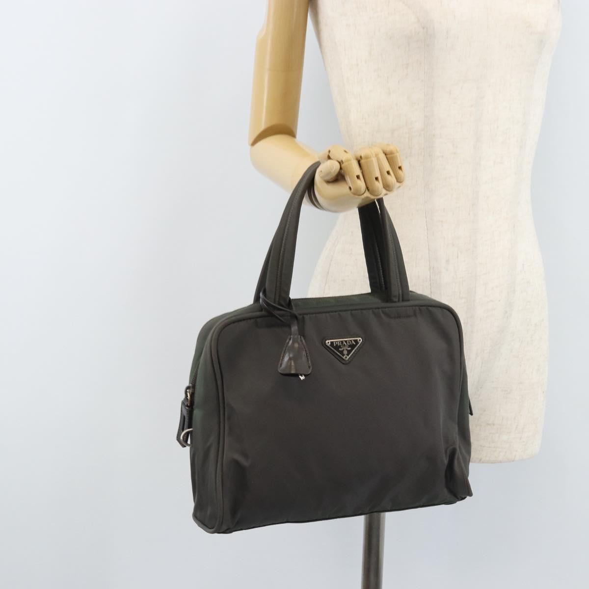 PRADA Hand Bag Nylon Gray Silver Auth BA11546