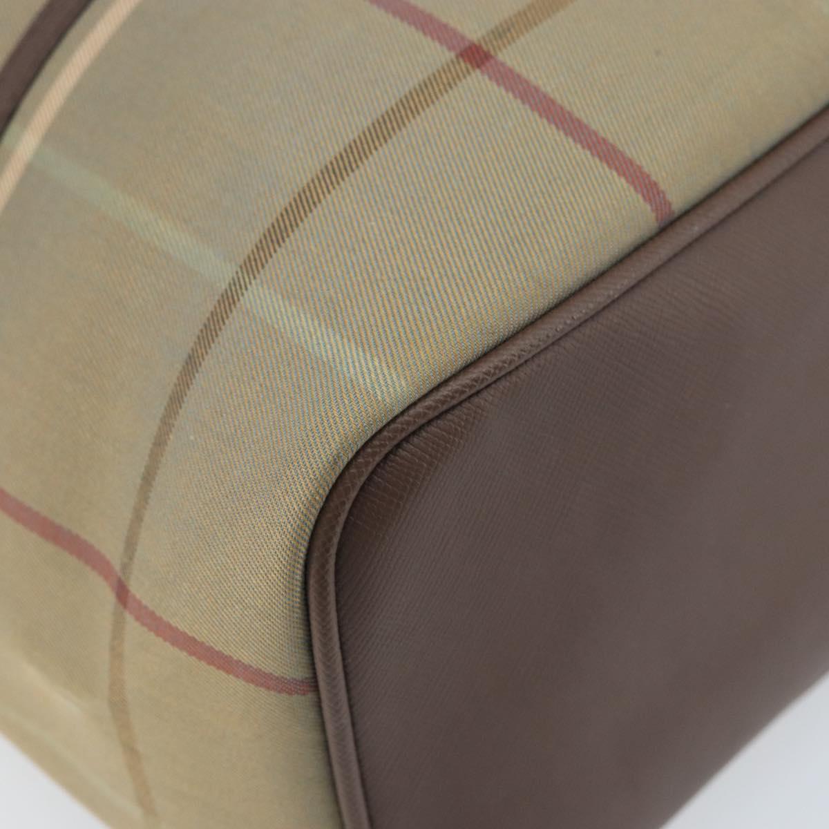 Burberrys Nova Check Shoulder Bag Canvas Brown Gold Auth BA11547