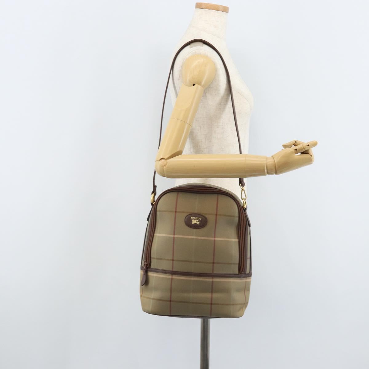 Burberrys Nova Check Shoulder Bag Canvas Brown Gold Auth BA11547