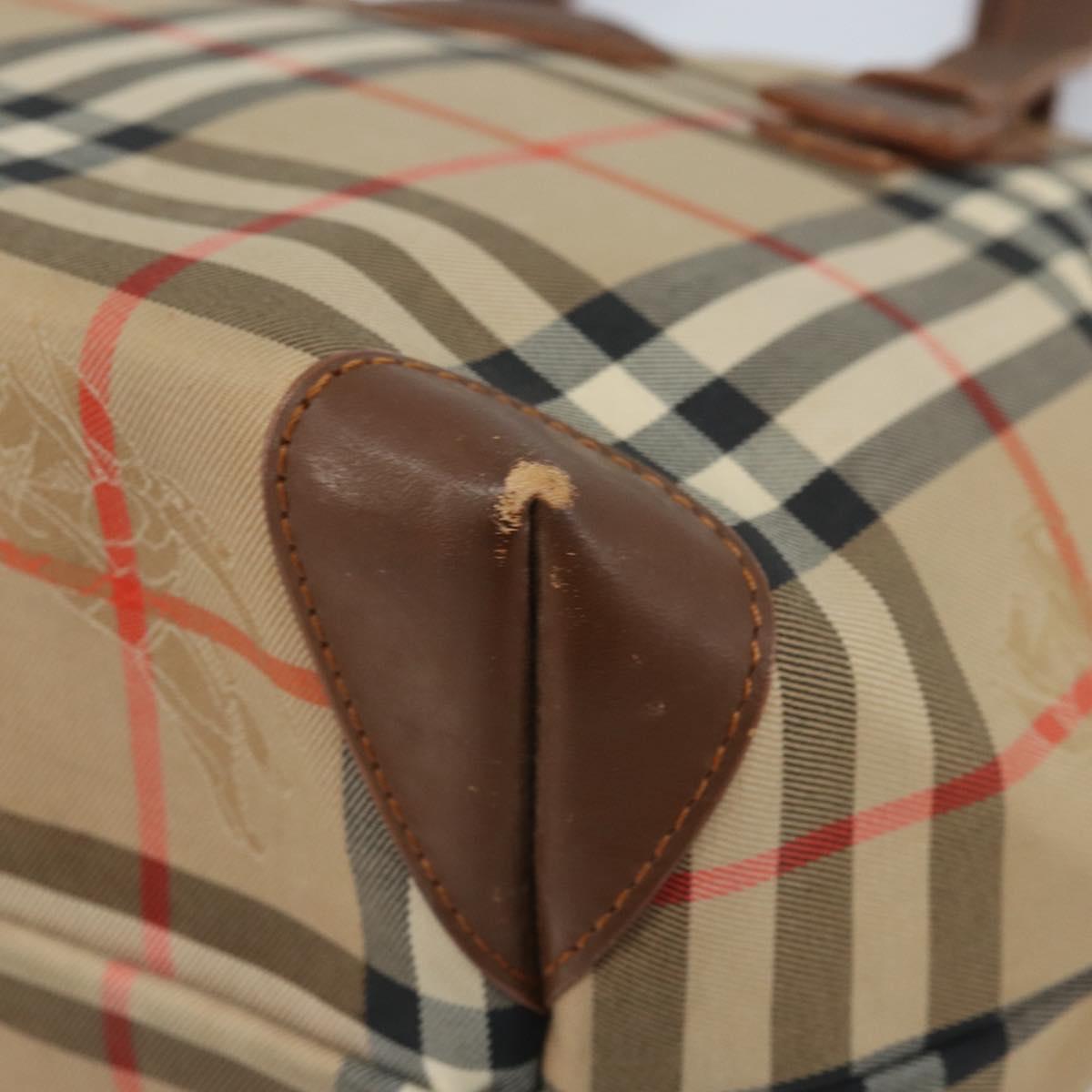 Burberrys Nova Check Hand Bag Canvas Brown Gold Auth BA11552
