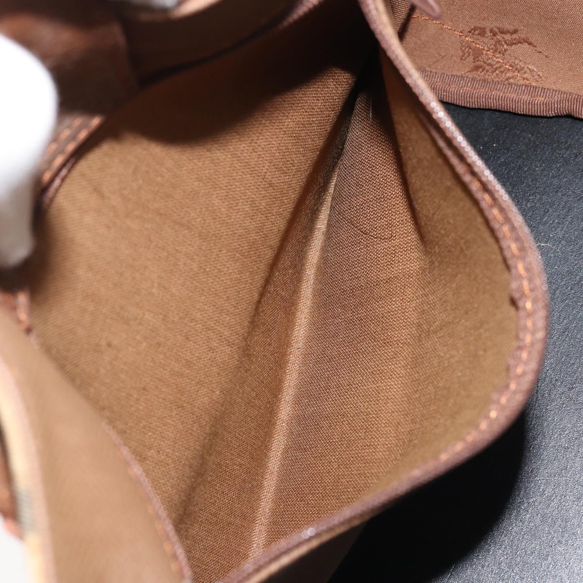 Burberrys Nova Check Hand Bag Canvas Brown Gold Auth BA11552