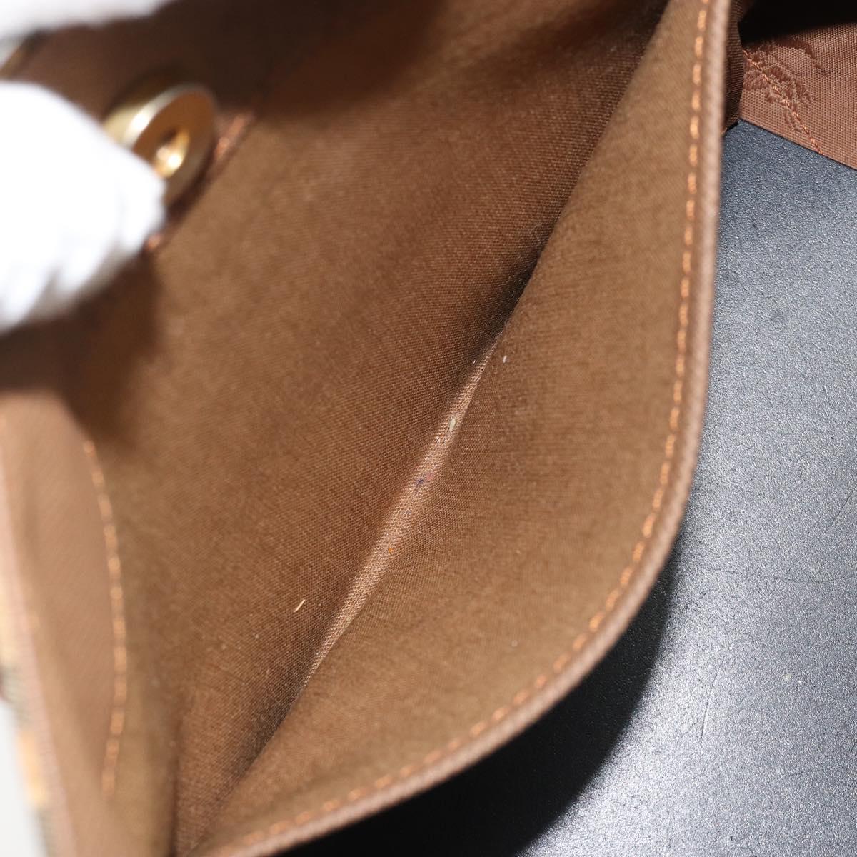 Burberrys Nova Check Hand Bag Canvas Brown Gold Auth BA11552