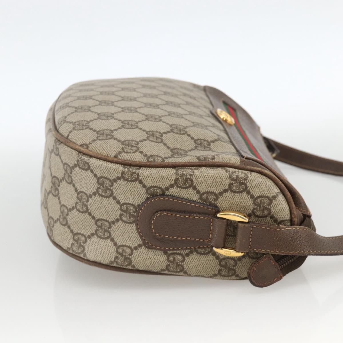 GUCCI GG Supreme Web Sherry Line Bag PVC Beige Gold 001 115 0918 Auth BA11553