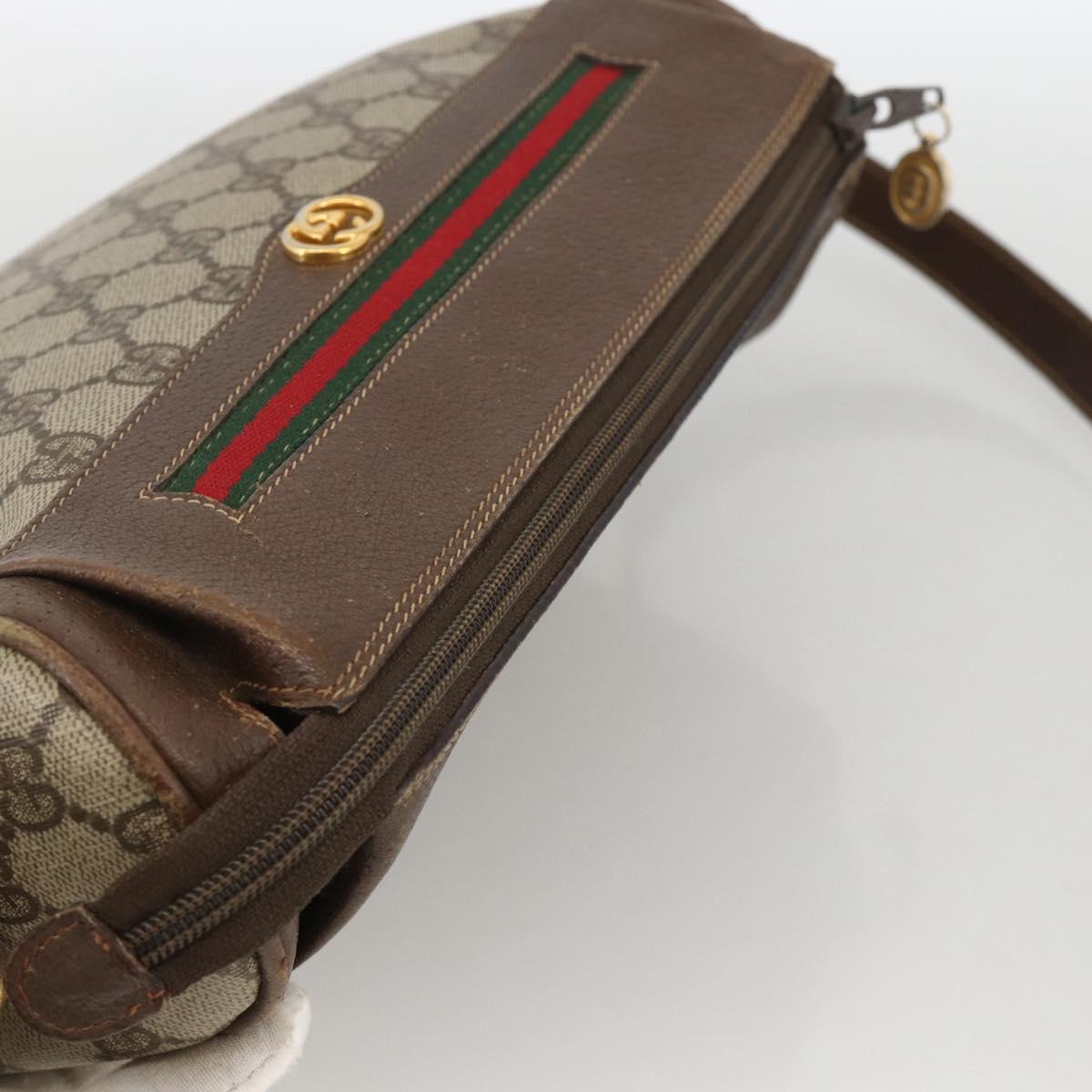 GUCCI GG Supreme Web Sherry Line Bag PVC Beige Gold 001 115 0918 Auth BA11553