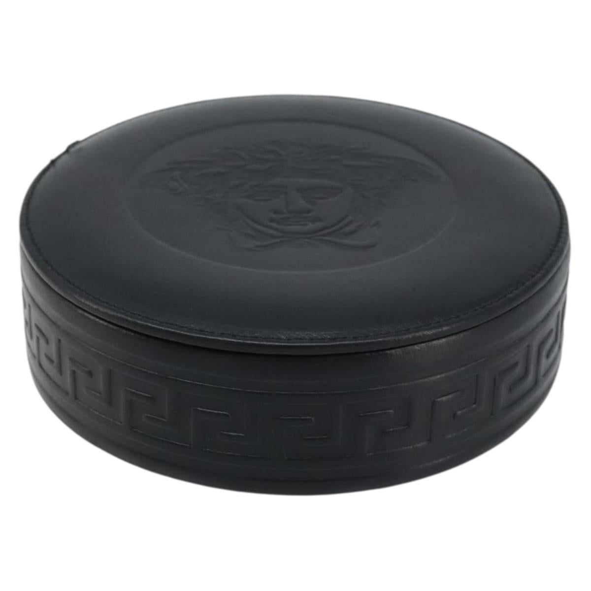 Gianni Versace Accessory Case Leather Black Auth BA11560A