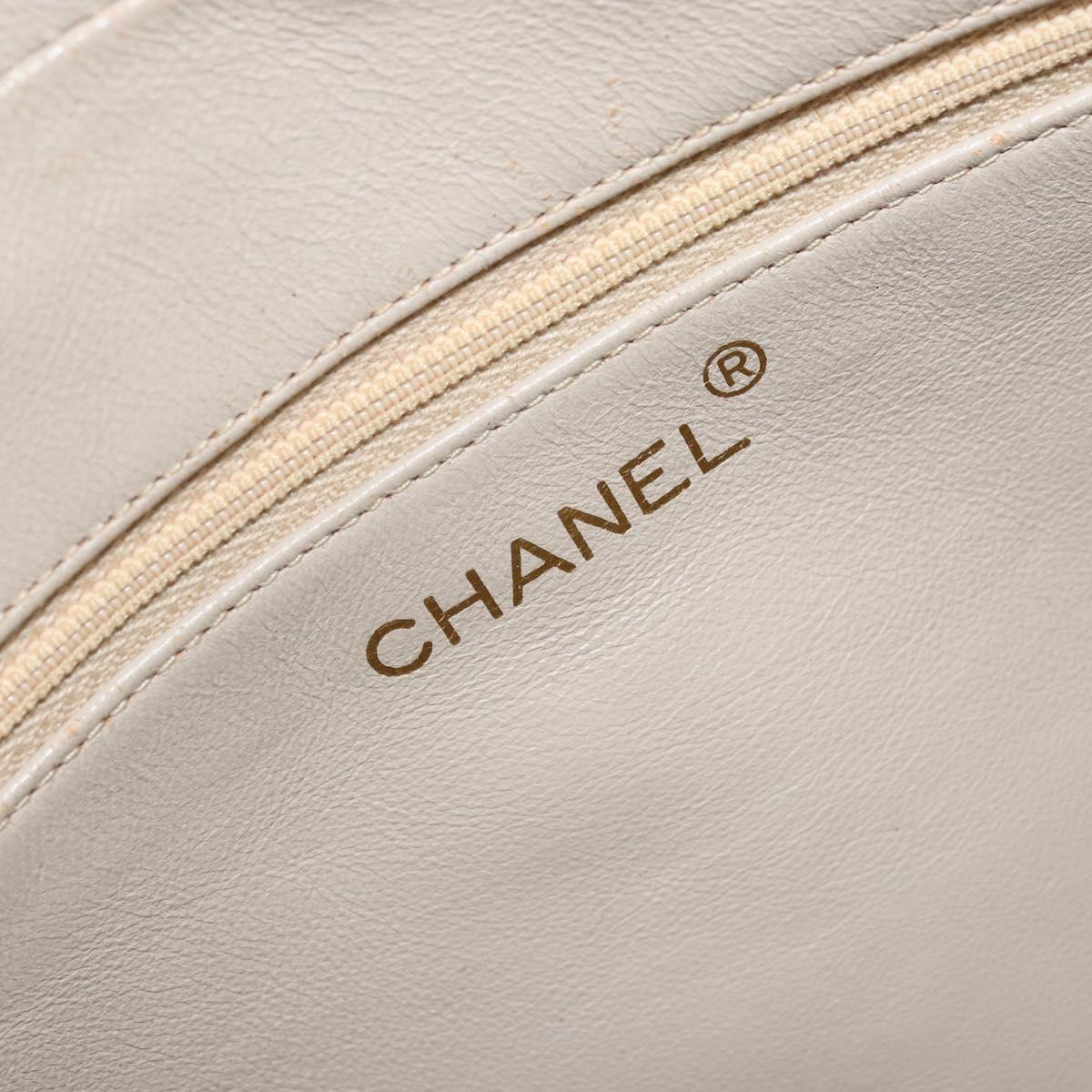 CHANEL Shoulder Bag Lamb Skin Beige Gold CC Auth BA11562A