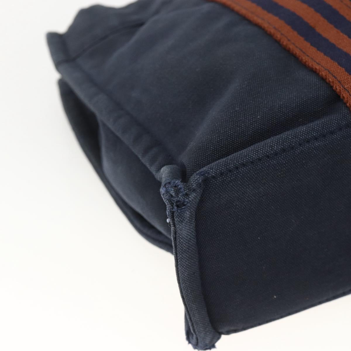 HERMES Fourre Tout PM Tote Bag Canvas Navy Silver Auth BA11564