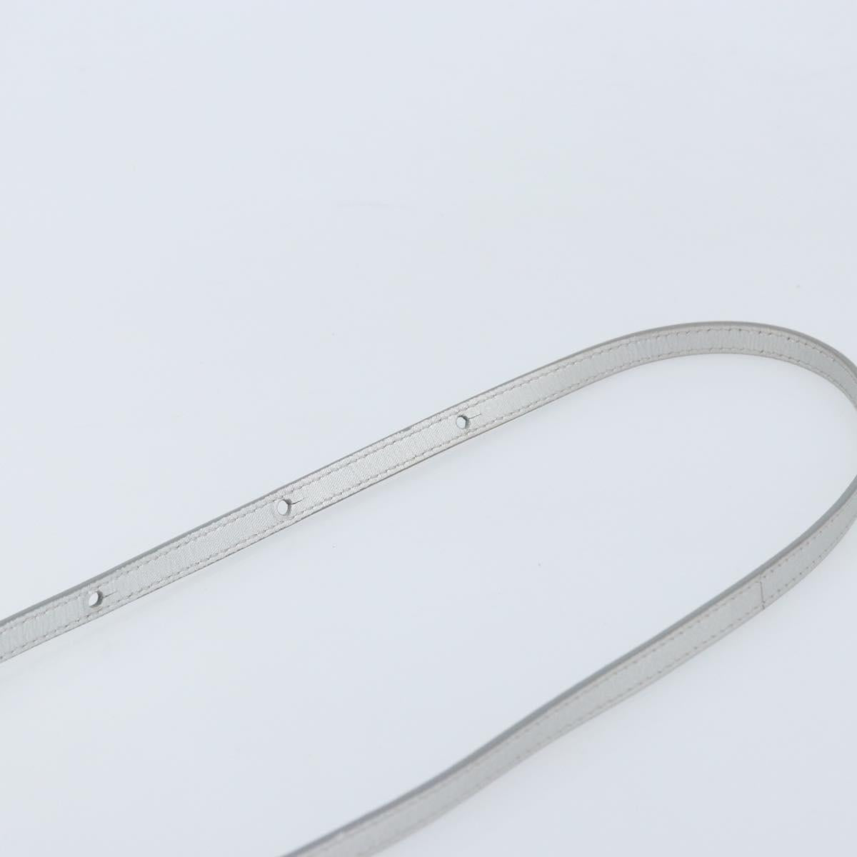 CELINE Shoulder Bag Leather Silver Auth BA11569