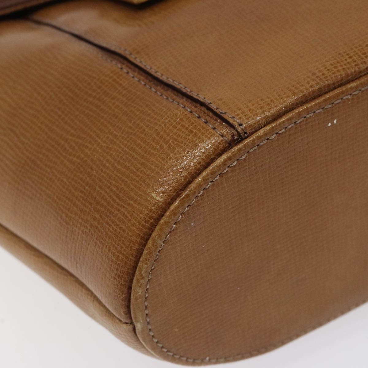 GIVENCHY Shoulder Bag Leather Brown Gold Auth BA1157