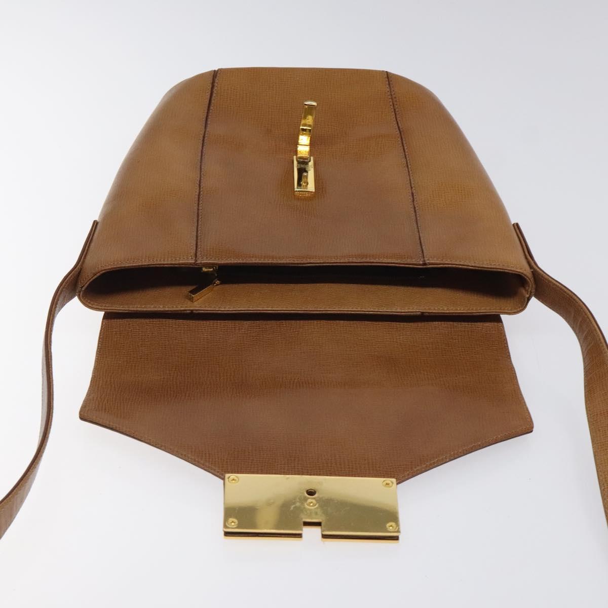 GIVENCHY Shoulder Bag Leather Brown Gold Auth BA1157