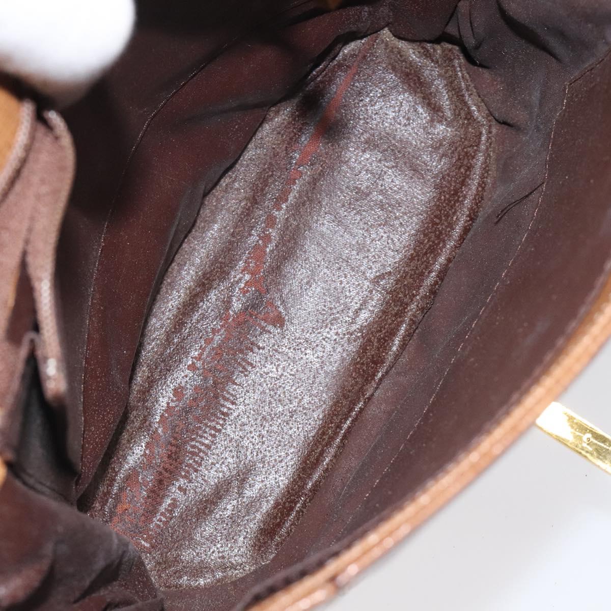 GIVENCHY Shoulder Bag Leather Brown Gold Auth BA1157