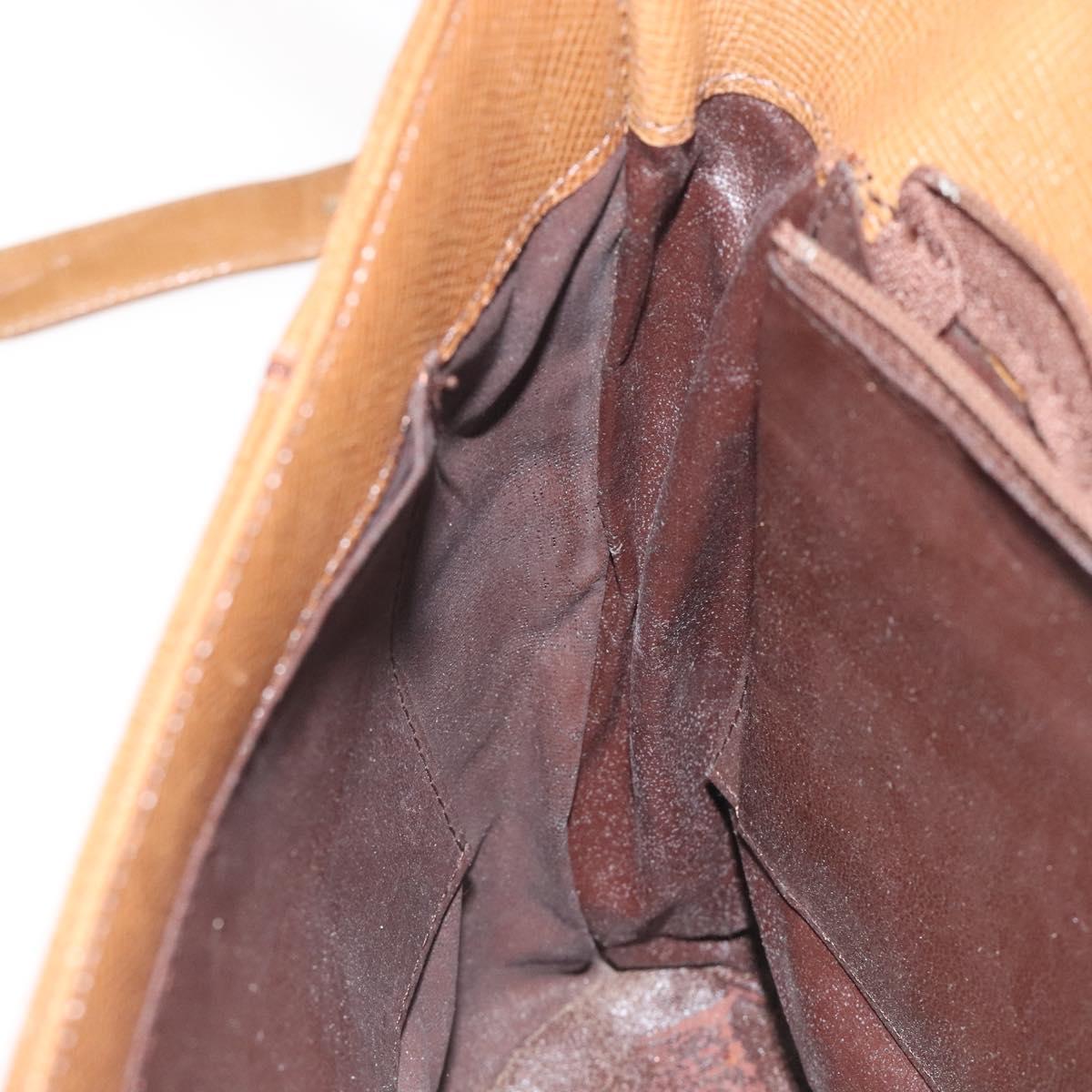 GIVENCHY Shoulder Bag Leather Brown Gold Auth BA1157