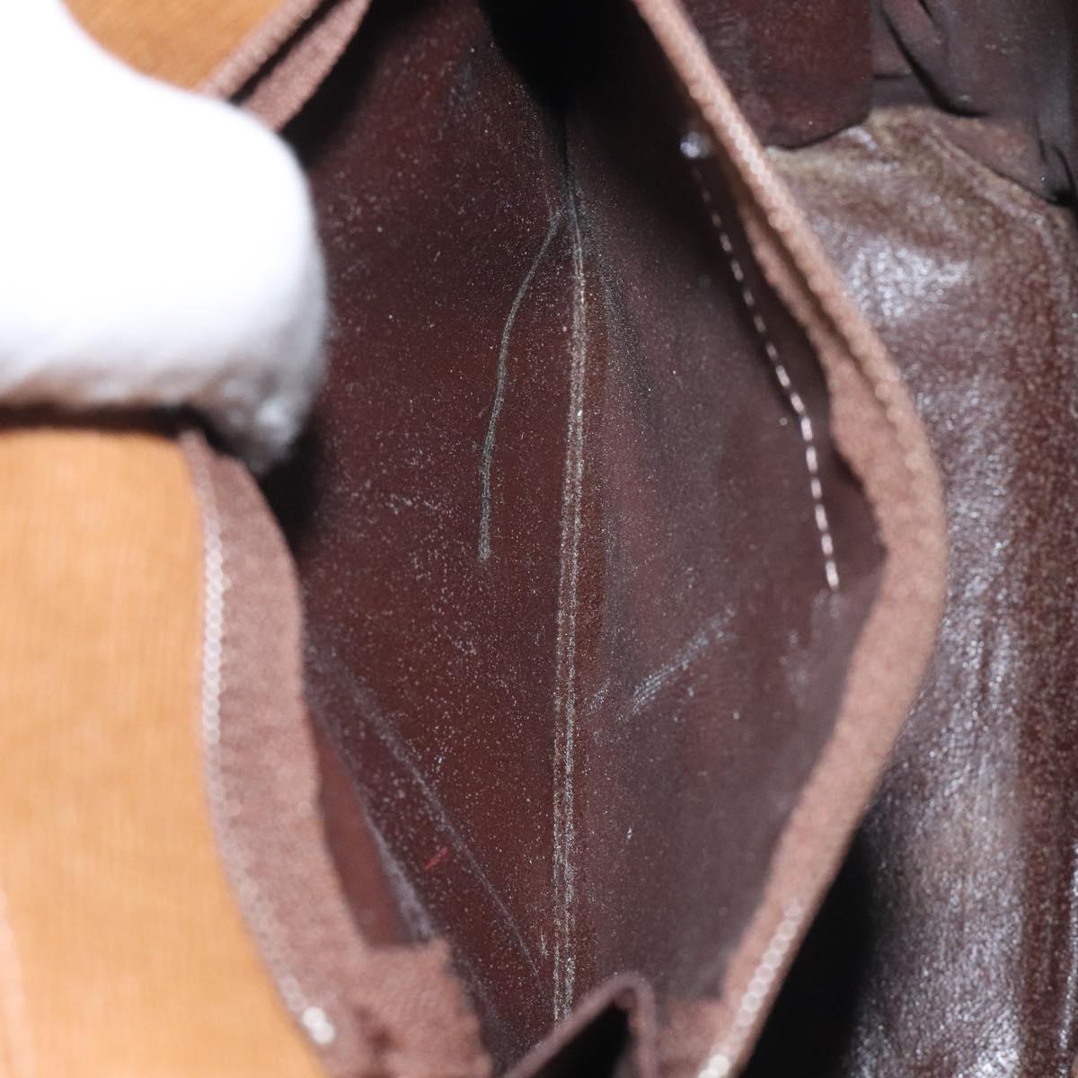 GIVENCHY Shoulder Bag Leather Brown Gold Auth BA1157