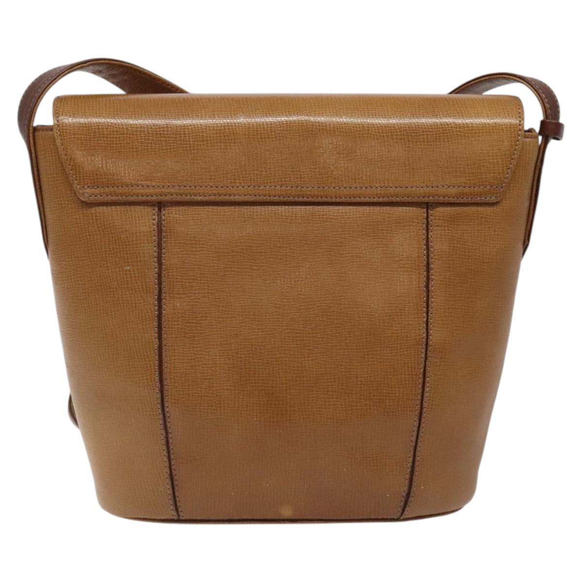 GIVENCHY Shoulder Bag Leather Brown Gold Auth BA1157