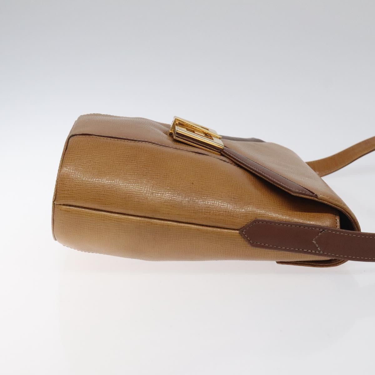 GIVENCHY Shoulder Bag Leather Brown Gold Auth BA1157