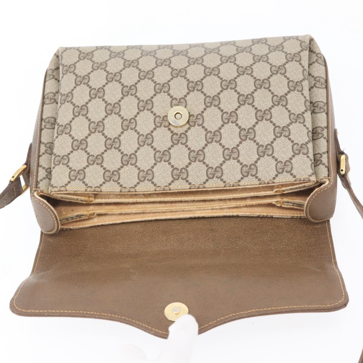GUCCI GG Supreme Web Sherry Line Bag PVC Beige Gold 904 02 084 Auth BA11571