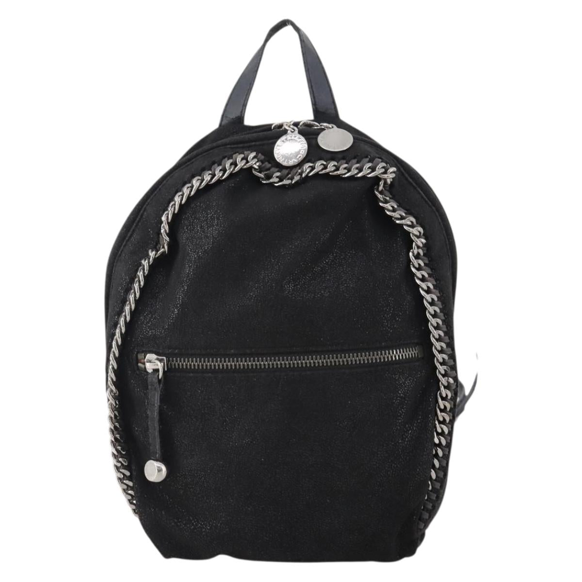 Stella MacCartney Falabella Backpack Suede Black Silver Auth BA11573