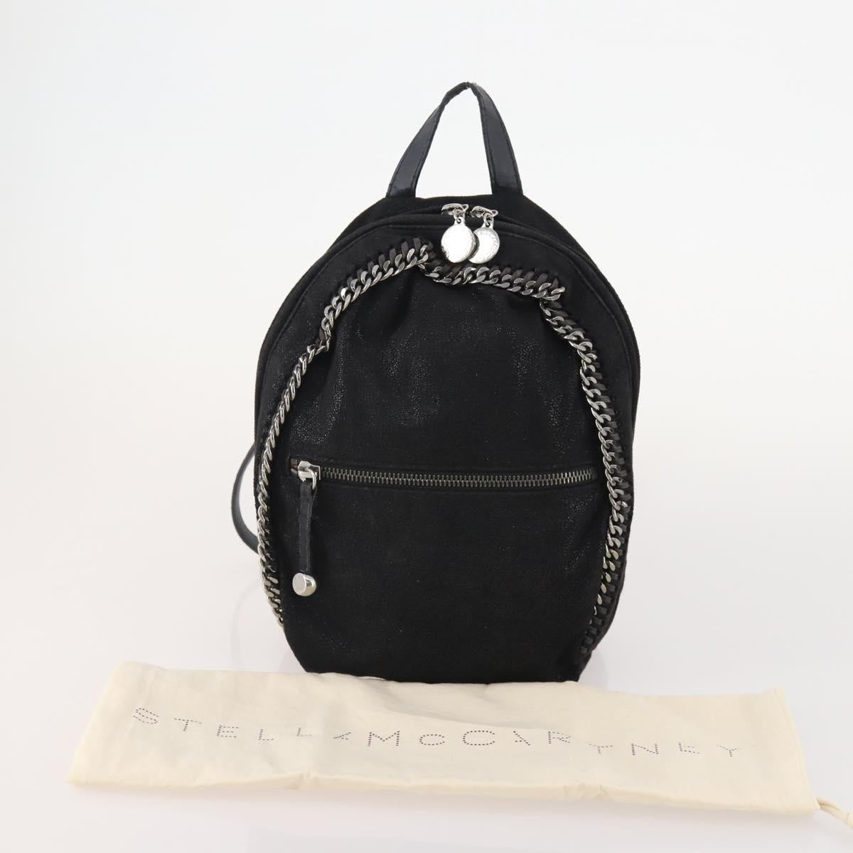 Stella MacCartney Falabella Backpack Suede Black Silver Auth BA11573