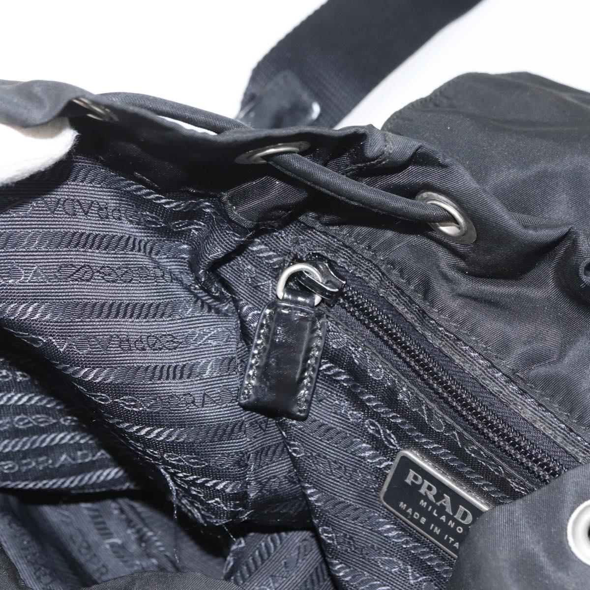 PRADA Backpack Nylon Black Silver Auth BA11574