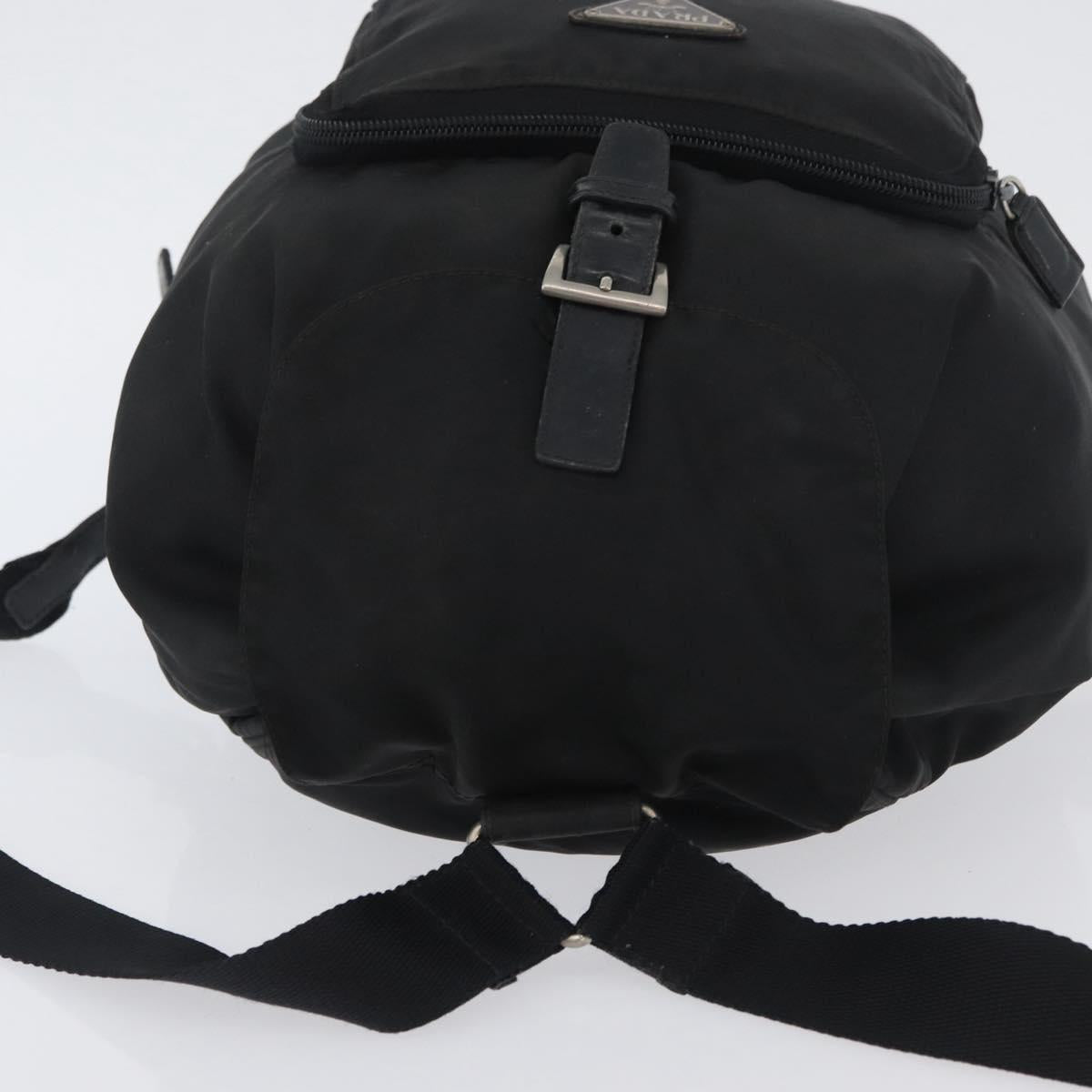 PRADA Backpack Nylon Black Silver Auth BA11574