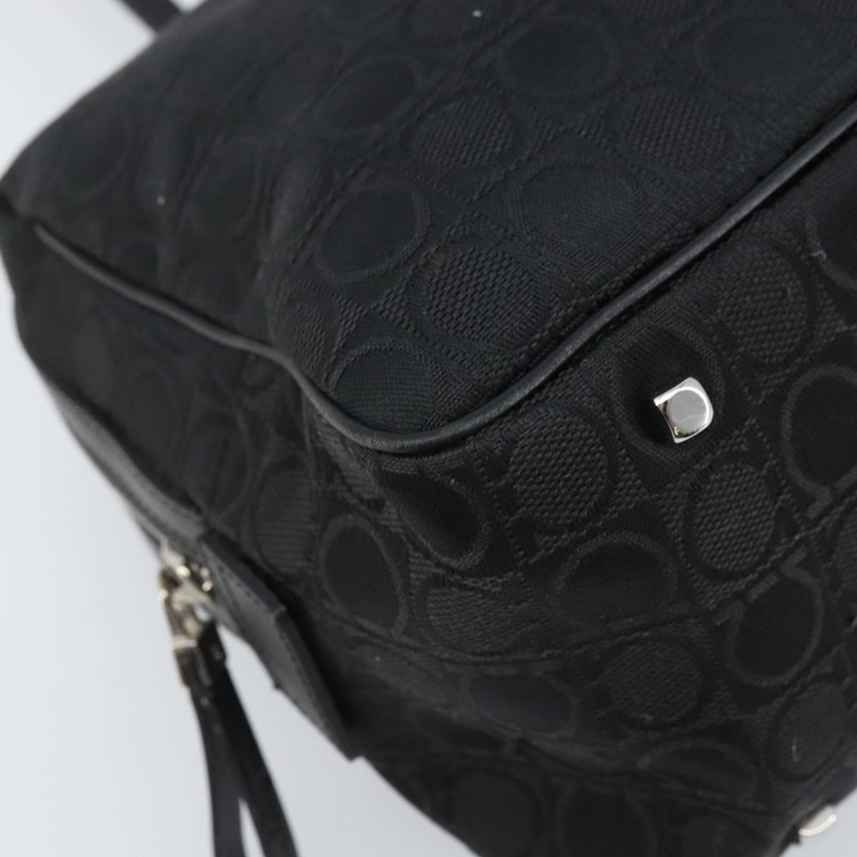Salvatore Ferragamo Hand Bag Canvas Black Silver Auth BA11576