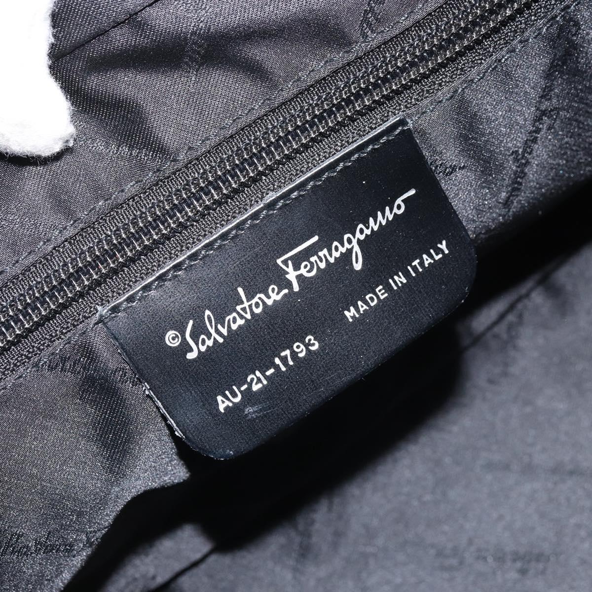 Salvatore Ferragamo Hand Bag Canvas Black Silver Auth BA11576