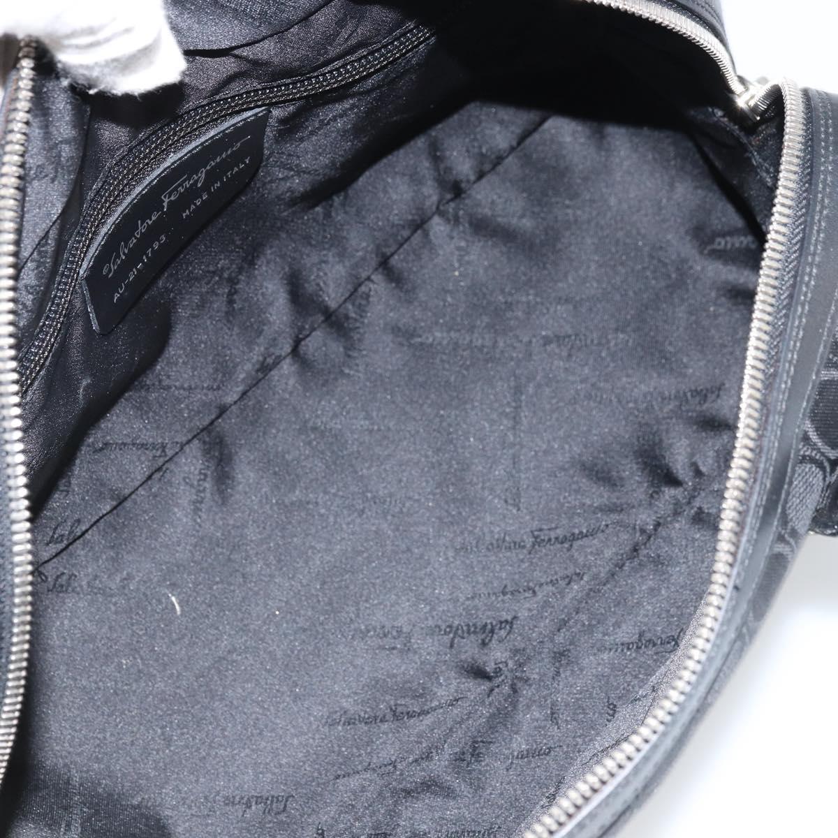 Salvatore Ferragamo Hand Bag Canvas Black Silver Auth BA11576