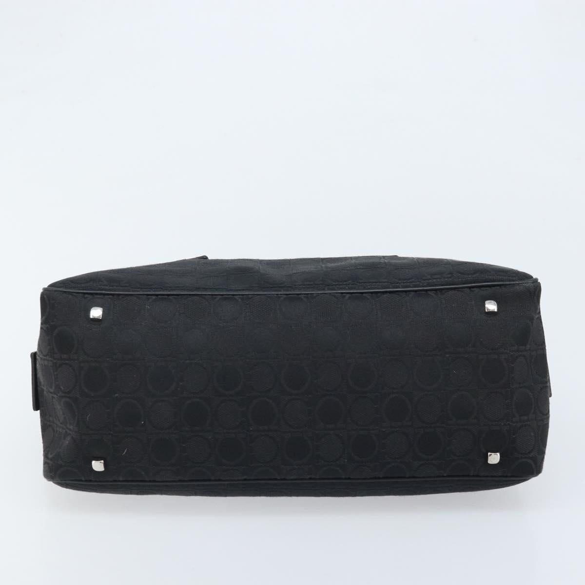 Salvatore Ferragamo Hand Bag Canvas Black Silver Auth BA11576