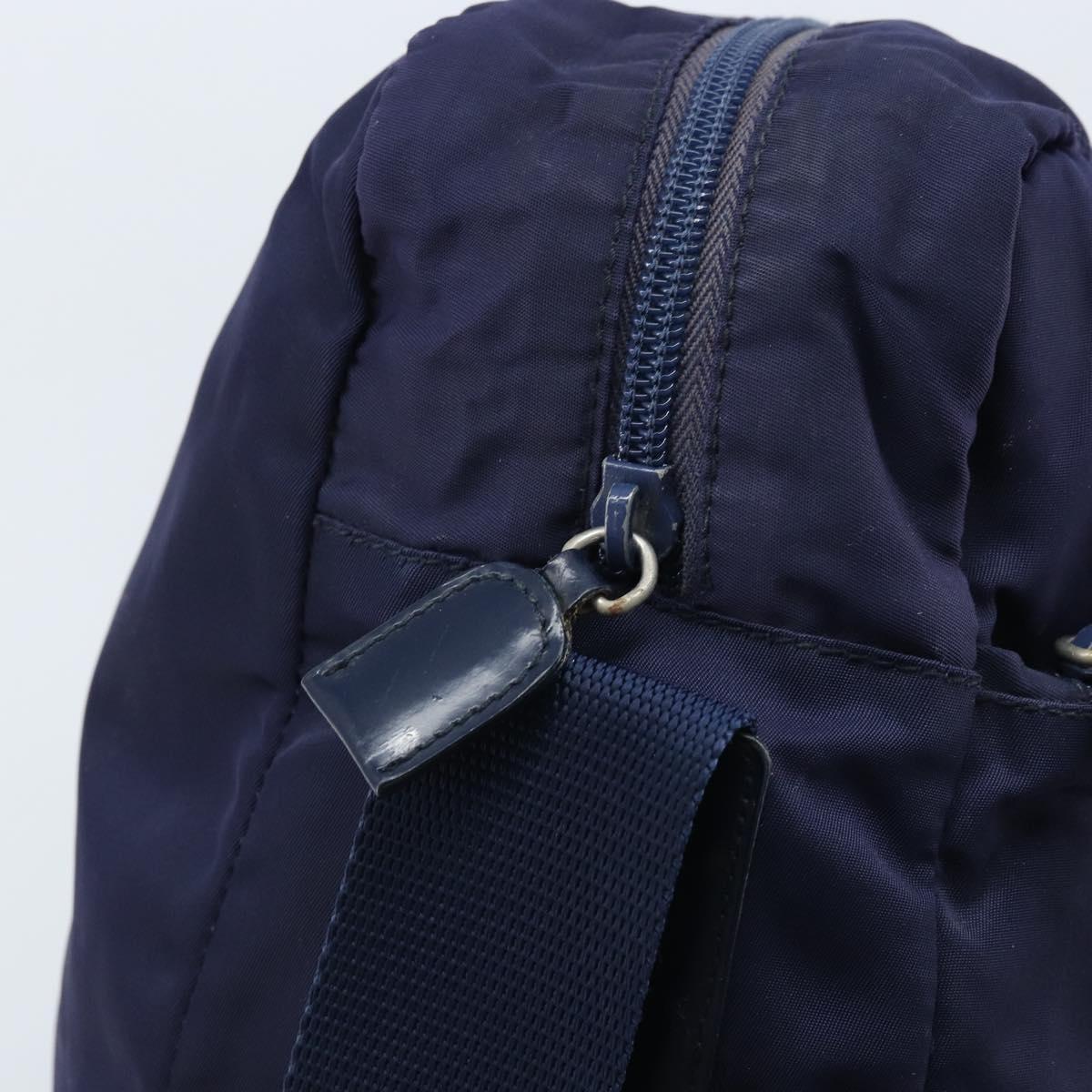 PRADA Shoulder Bag Nylon Navy Silver Auth BA11578