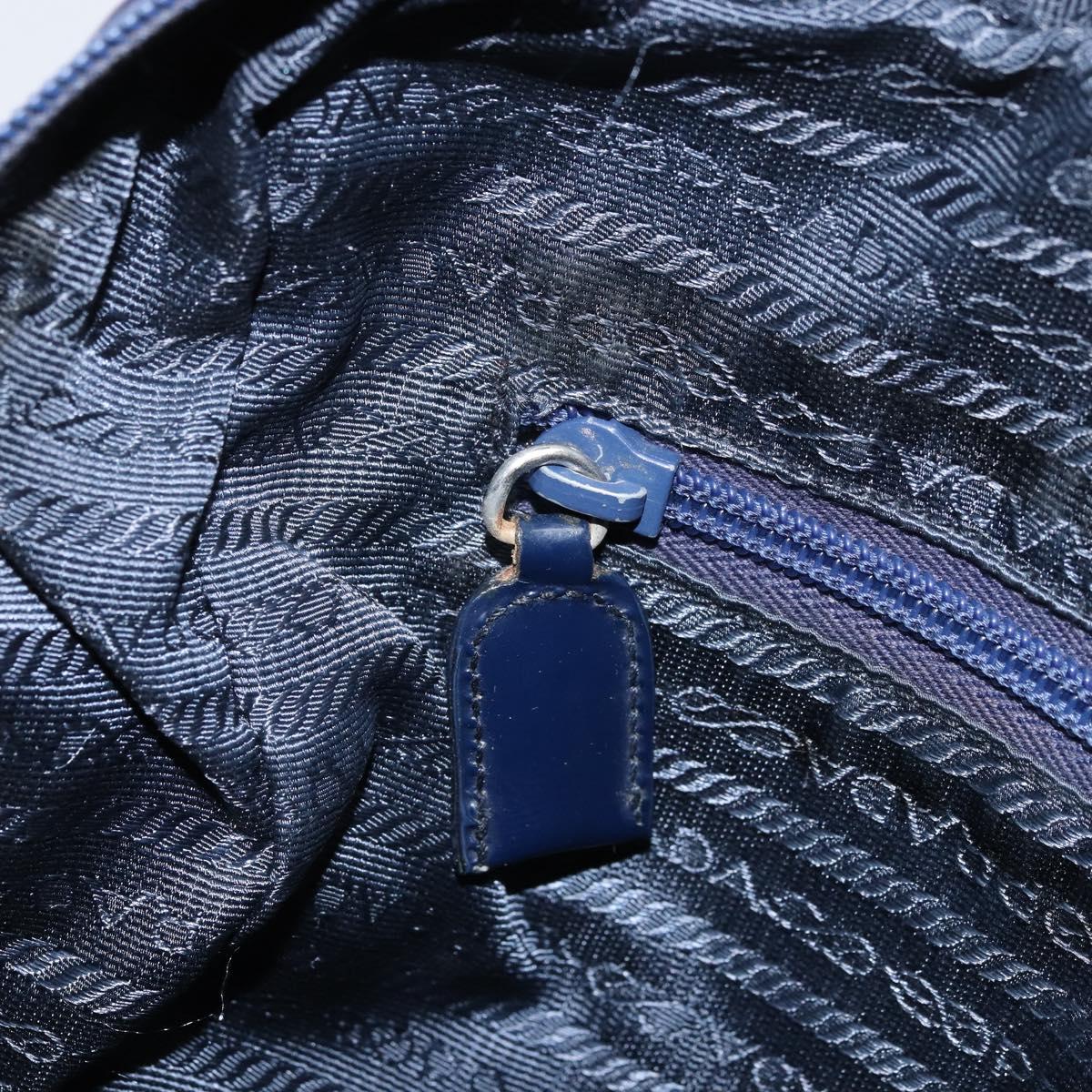PRADA Shoulder Bag Nylon Navy Silver Auth BA11578