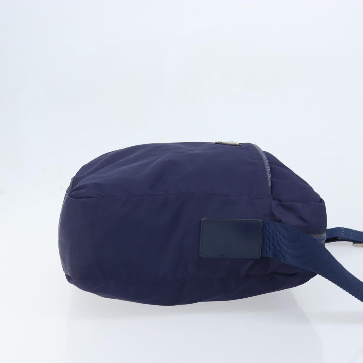 PRADA Shoulder Bag Nylon Navy Silver Auth BA11578