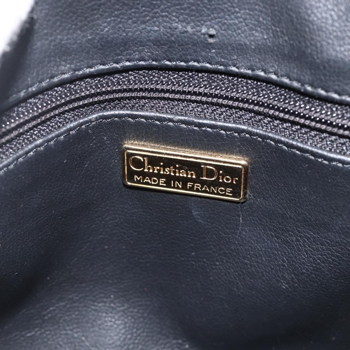 Christian Dior Hand Bag Leather Black Gold Auth BA11579A
